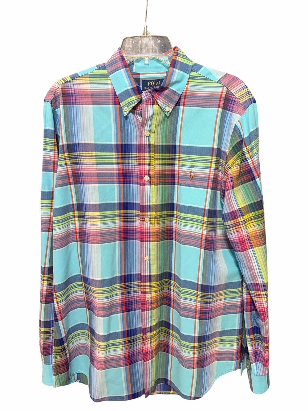 Polo Ralph Lauren Classic Fit Plaid Button Down Shirt Blue Multicolor Men’s LG